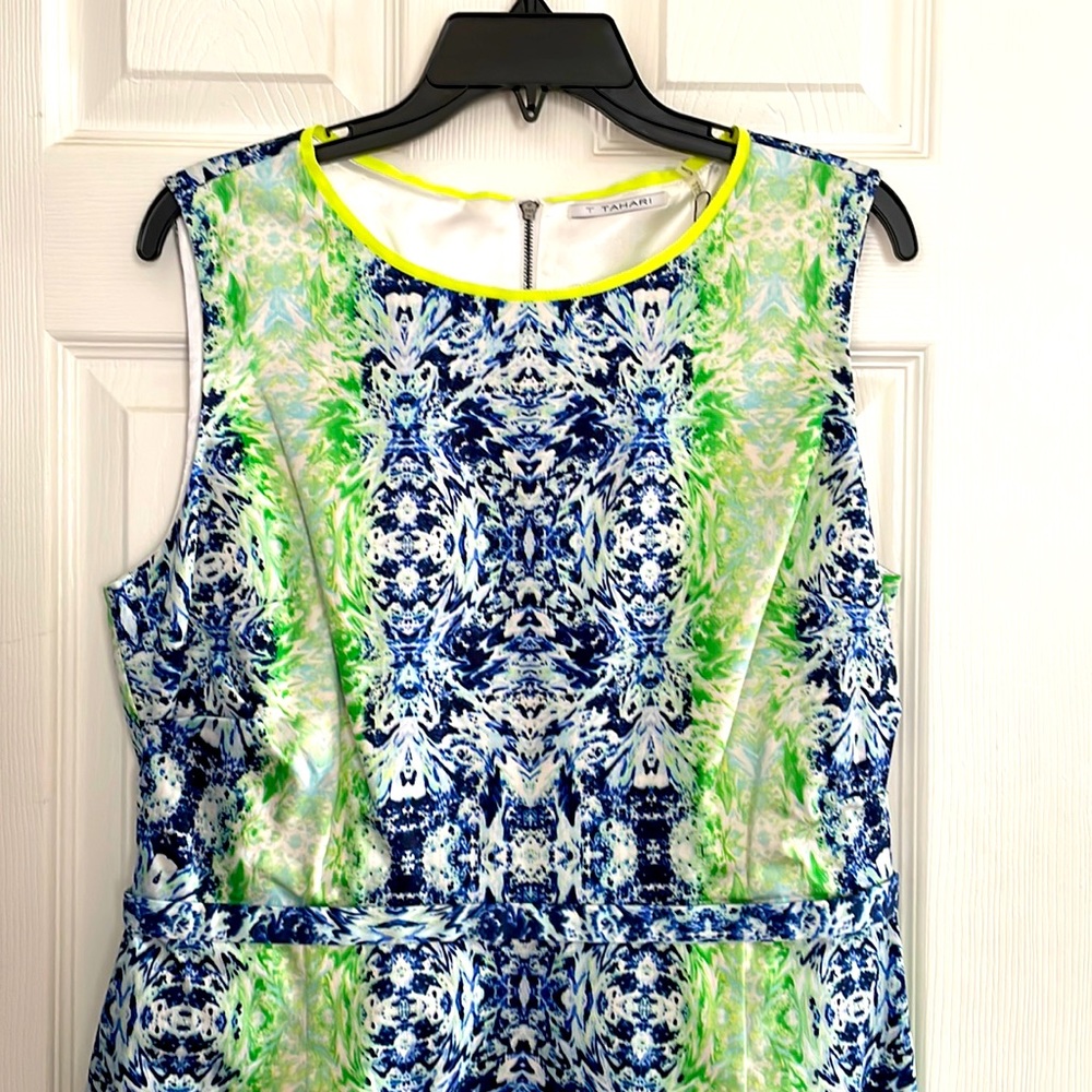 Tahari- blue & green dress, size 14